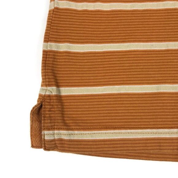 Columbia Polo Shirt Men's Large 100% Cotton Short Sleeve Orange Striped Casual - Picture 4 of 7